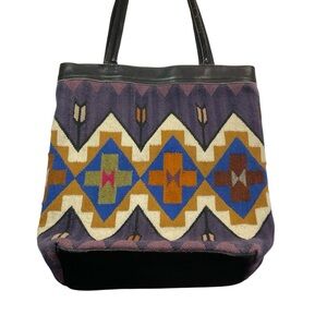Rey Wear Handmade Southwestern Inspired Graphic Wool Tote Satchel Bag